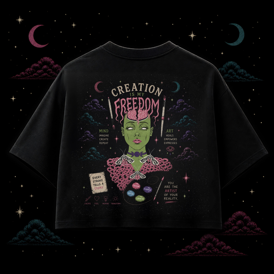"Creation is my freedom" crop top.